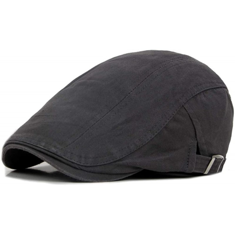 Newsboy Caps Men's Newsboy Gatsby Cabbie Hats Cotton Adjustable Driving Winter Sun Beret Cap - Dark Grey - CB18AI5Z35E $17.29