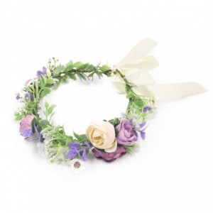 Headbands Flower Garland Crown Wreath Boho Floral Headband Halo Headpiece with Adjustable Ribbon for Wedding Party (13) - CX1...