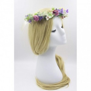 Headbands Flower Garland Crown Wreath Boho Floral Headband Halo Headpiece with Adjustable Ribbon for Wedding Party (13) - CX1...