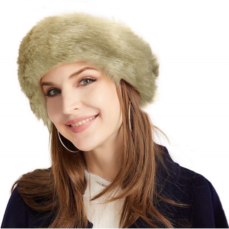 Cold Weather Headbands Faux Fur Headband with Elastic for Women's Winter Earwarmer Earmuff Hat Coldweather Accessories - Khak...