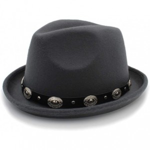 Sun Hats Vintage Winter Wool Felt Fedora Hat Panama Jazz Cap with Short Brim Unisex - Gray - CT18IHCIM2I $40.45