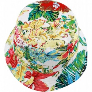 Bucket Hats Floral Print Hawaiian Flower Summer Beach Bucket Hat - Green - CO18DSS5ESO $21.73
