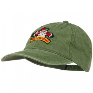 Baseball Caps Merry Christmas Santa Claus Embroidered Cotton Cap - Olive - C111ONZ9B7X $47.83