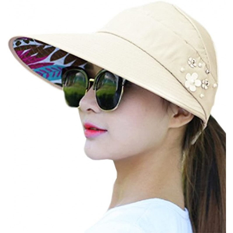Sun Hats Sun Hats Wide Brim Anti-UV Visor Hats Sunscreen Beach Cap - 4 - C51847IDYW8 $18.56