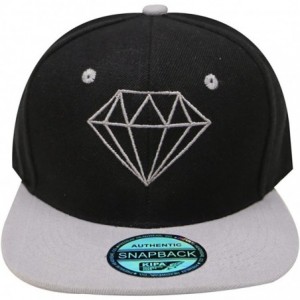 Baseball Caps Diamond Snapback Cap - Black/Grey - C312CAI2CFV $30.30