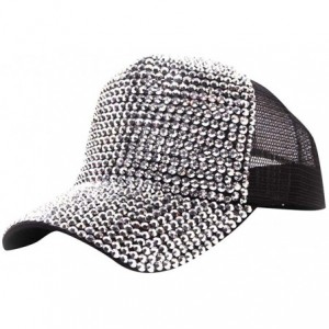 Baseball Caps Unisex Net Hat Rhinestone Baseball Cap Diamond Hat Mesh Breathable Cap Point Drill Hat - Silver - CF18UAGOWSL $...