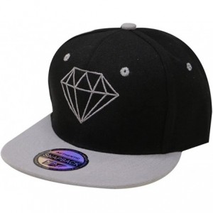 Baseball Caps Diamond Snapback Cap - Black/Grey - C312CAI2CFV $26.12