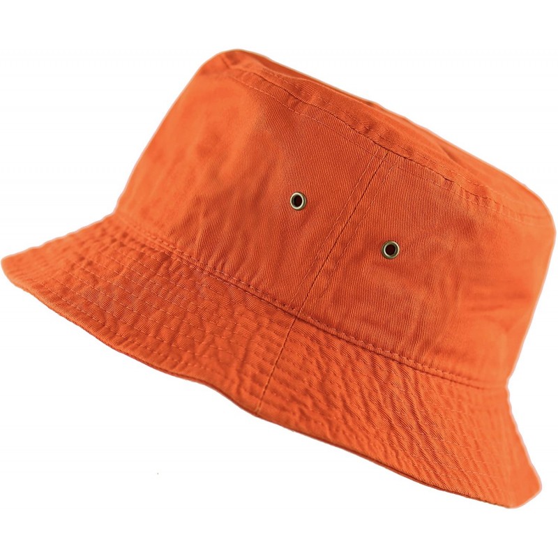 Bucket Hats Unisex 100% Cotton Packable Summer Travel Bucket Beach Sun Hat - Orange - CU17Y27Q93O $21.82