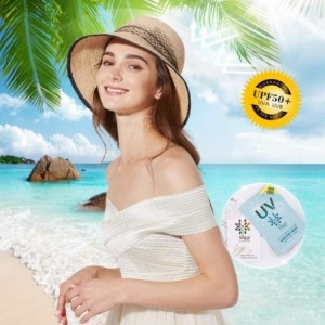 Sun Hats Womens Floppy Summer Sun Beach Straw Hat UPF50 Foldable Wide Brim 55-60cm - 99311_beige(with Face Shield) - C8199E5K...