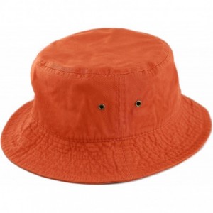 Bucket Hats Unisex 100% Cotton Packable Summer Travel Bucket Beach Sun Hat - Orange - CU17Y27Q93O $21.82