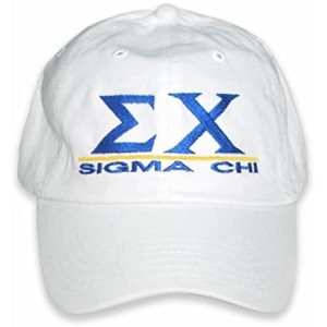Skullies & Beanies Sigma Chi Baseball Cap with Line Design - One Size Fits Most - White - CJ125J6429B $63.09