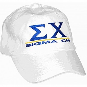 Skullies & Beanies Sigma Chi Baseball Cap with Line Design - One Size Fits Most - White - CJ125J6429B $63.09