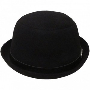 Fedoras Womens Bowler Felt Hat with Black Buckle Band - Black - C411O7JPZ4D $34.74