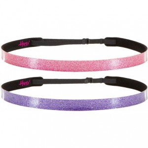 Headbands Adjustable NO SLIP Smooth Glitter Hairband Headbands for Women & Girls Multi Packs - Skinny Pink & Purple 2pk - C61...