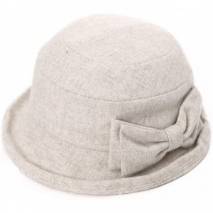 Bucket Hats Ladies Wool Cloche Hats Winter Bucket Hat 1920s Vintage Derby Hat Foldable - 89501_beige - CX187CKSUWQ $37.88