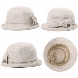Bucket Hats Ladies Wool Cloche Hats Winter Bucket Hat 1920s Vintage Derby Hat Foldable - 89501_beige - CX187CKSUWQ $34.69