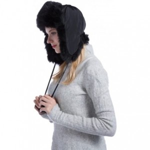 Bomber Hats Women's Pom Pom Faux Fur Ushanka Russian Style Winter Trapper Hat - Black - CH188KH5YWO $52.55