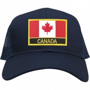 Baseball Caps Canada Flag Embroidered Iron on Patch with Text Adjustable Mesh Trucker Cap - Navy - C512N1VUYHG $28.12