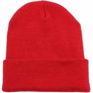 Skullies & Beanies Beanie Men Women - Unisex Cuffed Plain Skull Knit Hat Cap - Red - CI12MAQNWLI $17.36