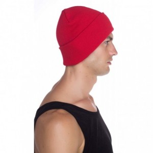 Skullies & Beanies Beanie Men Women - Unisex Cuffed Plain Skull Knit Hat Cap - Red - CI12MAQNWLI $17.36