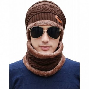 Cold Weather Headbands Women's and Men's Winter Velvet Thick Knitted Cap With Bib Outdoor Warm Two-piece Suit - Men's Coffee ...