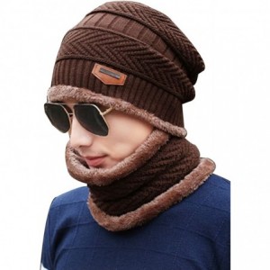 Cold Weather Headbands Women's and Men's Winter Velvet Thick Knitted Cap With Bib Outdoor Warm Two-piece Suit - Men's Coffee ...