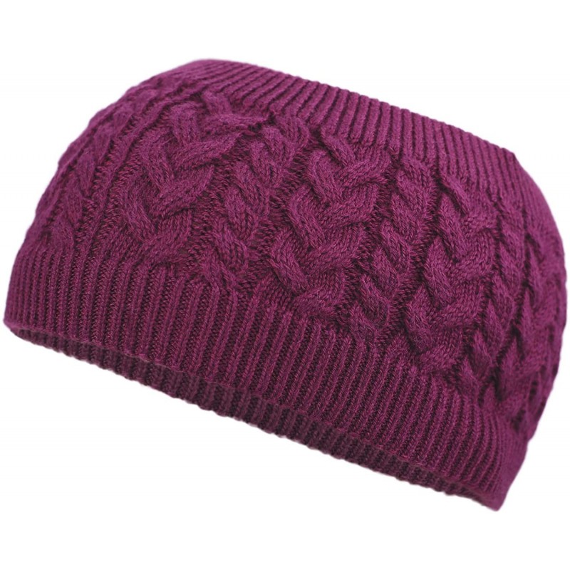 Cold Weather Headbands Cable Knit Headband Wool Braided Ear Warmer Headwrap for Women Girls - Purple - CJ18HGG58I0 $21.85