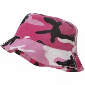Bucket Hats 100% Cotton Bucket Hat for Men- Women- Kids - Summer Cap Fishing Hat - Pink Camo - CM18H2SHZSM $27.81