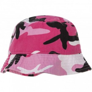 Bucket Hats 100% Cotton Bucket Hat for Men- Women- Kids - Summer Cap Fishing Hat - Pink Camo - CM18H2SHZSM $24.30