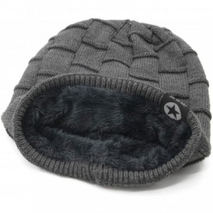Skullies & Beanies Fleece Slouchy Beanie Hat Men Winter Knit Lined Caps Women Warm Thick Skullies - 1 Pack Khaki - CG18I03ND9...