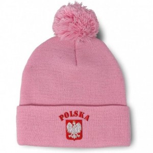 Skullies & Beanies Winter Pom Pom Beanie for Men & Women Poland Polska Seal Flag Embroidery 1 Size - Soft Pink - C418ZH7XIA3 ...