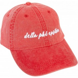 Baseball Caps Delta Phi Epsilon (N) Sorority Baseball Hat Cap Cursive Name Font DPhie - Red - C718SDUZ04M $37.67