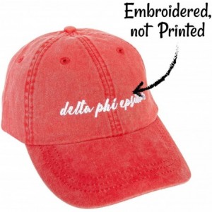 Baseball Caps Delta Phi Epsilon (N) Sorority Baseball Hat Cap Cursive Name Font DPhie - Red - C718SDUZ04M $37.67