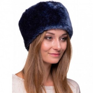 Bomber Hats Women's Fur Hat Russian Cossack Made of Faux Rabbit Fur - Blue - CK187Y9L7O8 $35.98