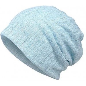 Skullies & Beanies Women's Lightweight Solid Chemo Hat Slouchy Beanie Cap - Blue - CF1867ZO9IY $19.74
