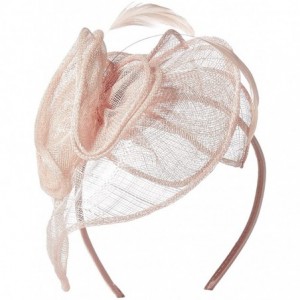 Sun Hats Women's Fasinatior Hat with Rosette and Feathers - Blush - CK126VCLXW1 $93.32