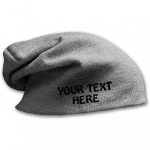 Skullies & Beanies Slouchy Beanie for Men & Women Custom Personalized Text Cotton Skull Cap Hats - Light Grey - CV18DMD4YOE $...