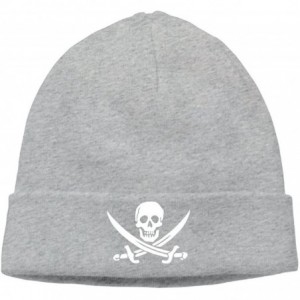 Skullies & Beanies Mens&Womens Pirate Flag Skull Outdoor Daily Beanie Hat Skull Cap Black - Ash - CZ187R8LSLX $29.84