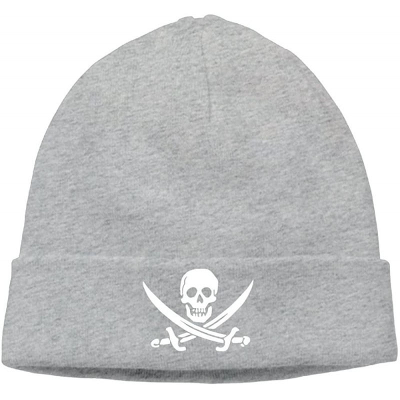 Skullies & Beanies Mens&Womens Pirate Flag Skull Outdoor Daily Beanie Hat Skull Cap Black - Ash - CZ187R8LSLX $24.20