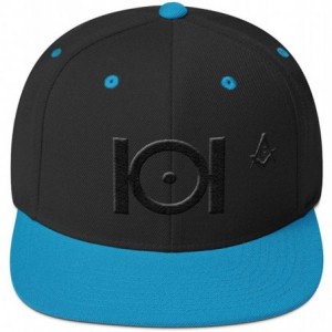 Baseball Caps Masonic Snapback Hat 3D Puff Embroidery Black Thread - Black/ Teal - CF18D2KMNDY $71.19