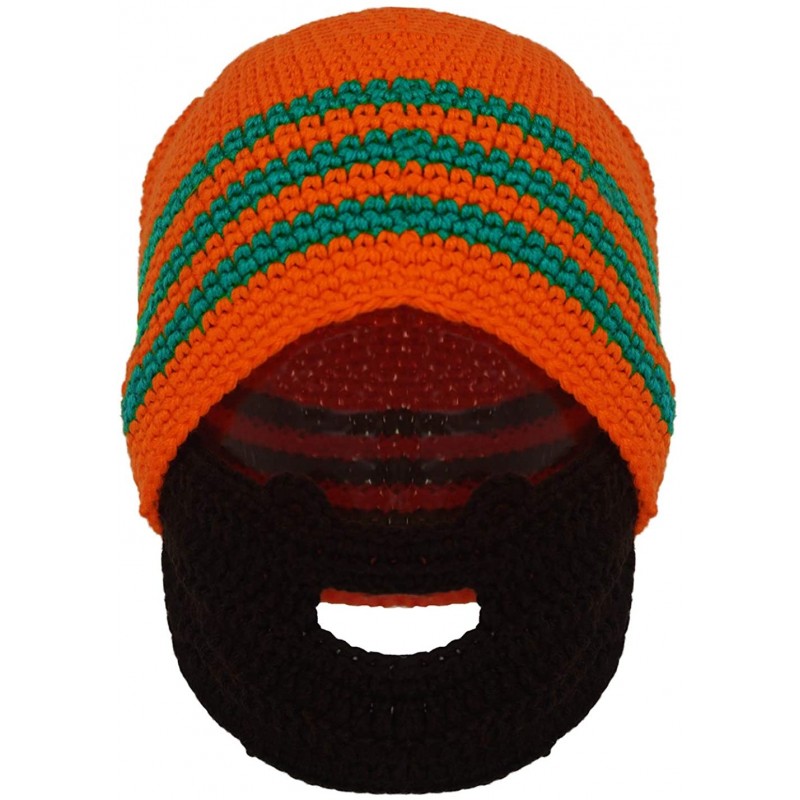 Skullies & Beanies Unisex Ski Wacky Beard Knit Winter Hat Beanie - Orange - CA11OQ35Y7X $20.27