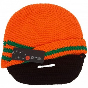 Skullies & Beanies Unisex Ski Wacky Beard Knit Winter Hat Beanie - Orange - CA11OQ35Y7X $20.27
