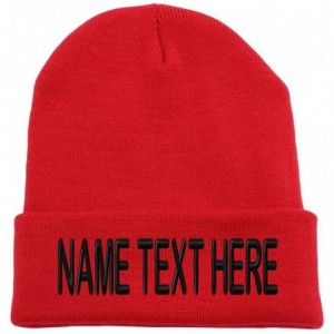 Skullies & Beanies Custom Embroidery Personalized Name Text Ski Toboggan Knit Cap Cuffed Beanie Hat - Red - CU1892ELTOA $29.97