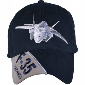 Baseball Caps Air Force USAF 'F-35 Lightning II' Embroidered Ball Cap-Navy Blue-Adjustable - CA11F93ZBKJ $31.75