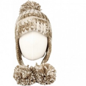 Skullies & Beanies Crochet Thick Cable Knit Beanie Hat Pom Earflaps Cap BZ70013 - Brown - CG18KKAUTUN $35.41