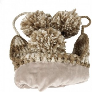 Skullies & Beanies Crochet Thick Cable Knit Beanie Hat Pom Earflaps Cap BZ70013 - Brown - CG18KKAUTUN $35.41