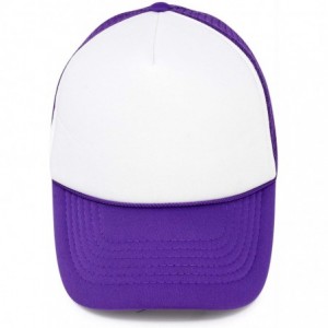 Baseball Caps Youth Mesh Trucker Cap - Adjustable Hat (S- M Sizes) - Purple/White - CQ18C9WNMEY $17.39
