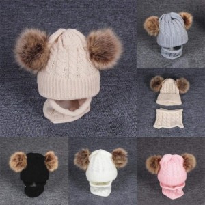 Skullies & Beanies Infant Toddler Baby Knitting Woolen Hat-2PCS Kid Hemming Keep Warm Winter Hiarball Cap Hat +Scarf Set - D-...