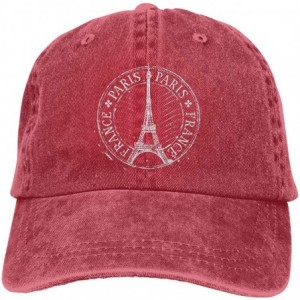 Baseball Caps Paris-Eiffel-Tower Cowboy Baseball Hat- Adjutable Baseball Cap for Men Women - Red - CW18YDKND39 $21.07