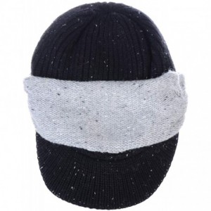 Skullies & Beanies Winter Fashion Knit Cap Hat for Women- Peaked Visor Beanie- Warm Fleece Lined-Many Styles - Black Band - C...